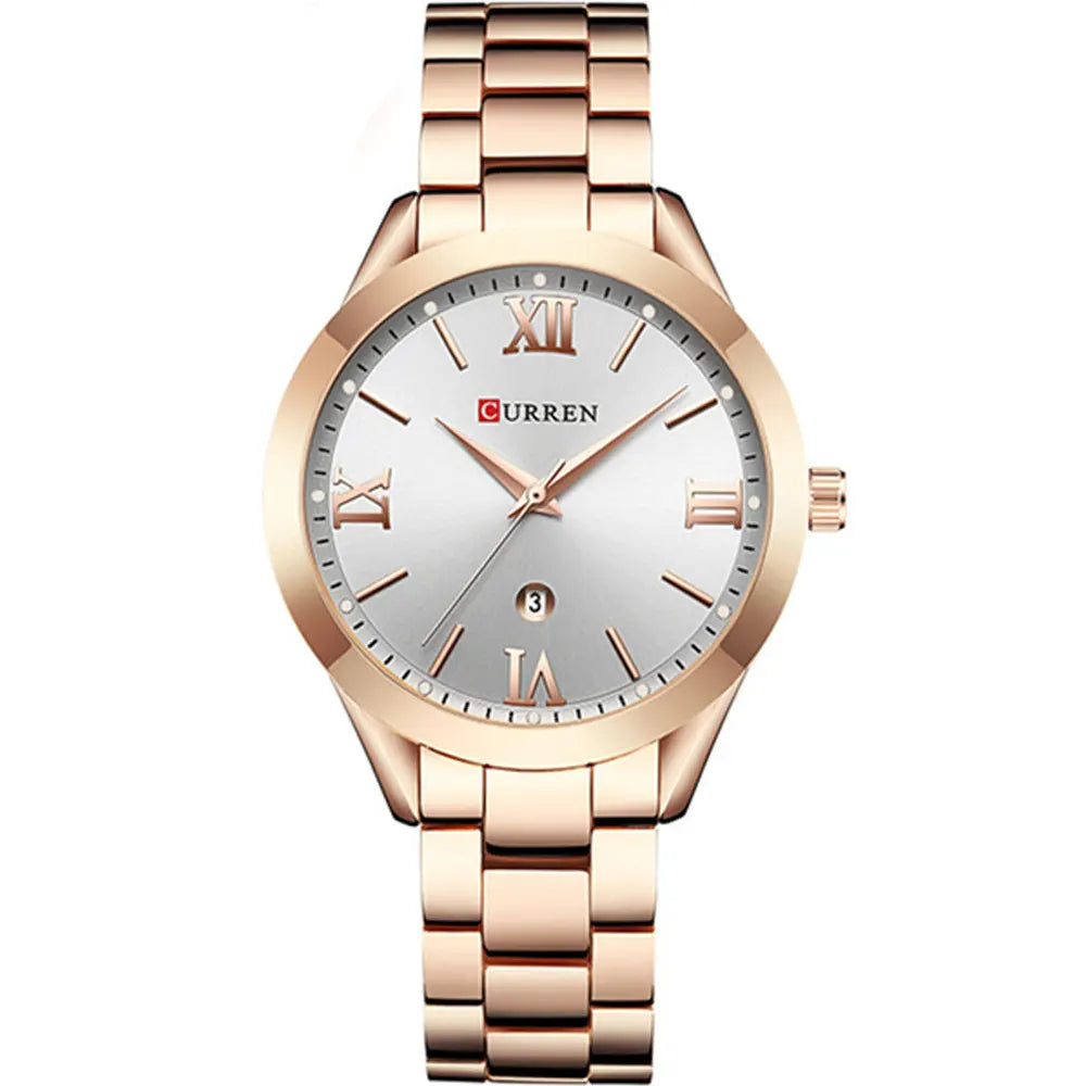 Curren 9007 Rose Gold White Ladies Analog Fashion Wrist Watch