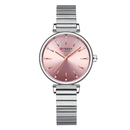 Curren pink White Ladies Analog Fashion Wrist Watch